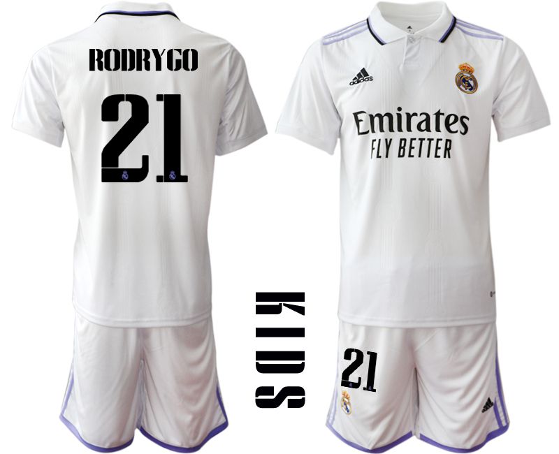 Youth 2022-2023 Club Real Madrid home white #21 Soccer Jersey->customized soccer jersey->Custom Jersey